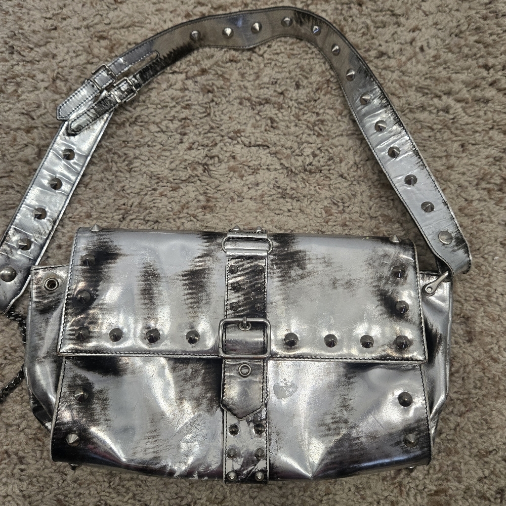 Le Silla Silver Distressed Studded Women's Bag